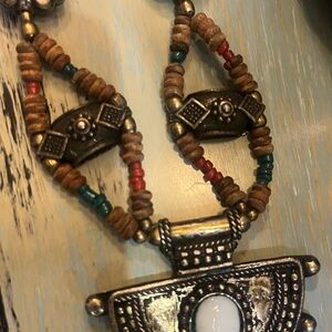 Bohemian Beaded Necklace with Silver Accents